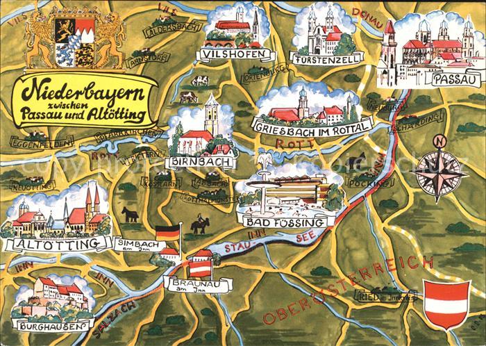 PAssAU Bayern Landkarte Niederbayern Altoetting