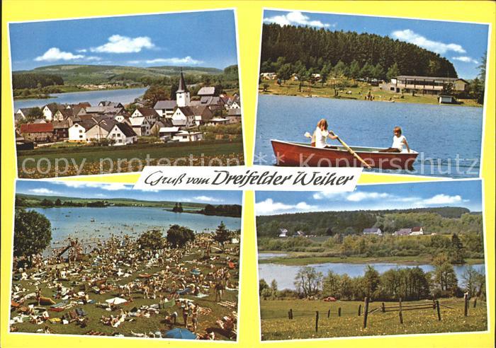 Schmidthahn Ortsansicht mit Kirche Dreifelder Weiher Campingplatz Bootsverleih