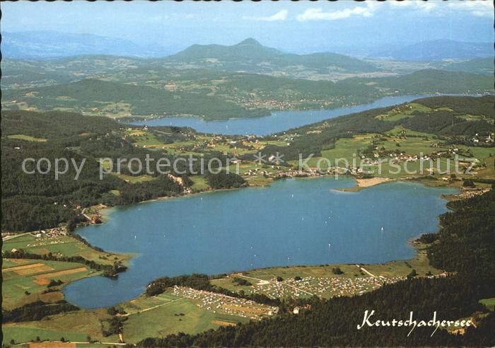 Keutschach See Panorama Keutschachersee mit Woerthersee Fliegeraufnahme