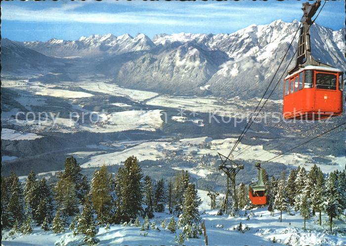 Igls Tirol Winterpanorama Blick vom Patscherkofel nach Mutters Natters Bergbahn