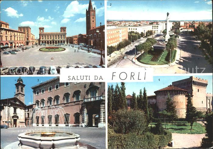 Forli Teilansichten Platz Brunnen Denkmal Saeule