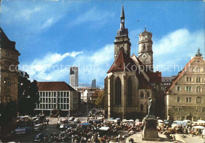 STUTTGART  CITY Schillerplatz Denkmal Kirche