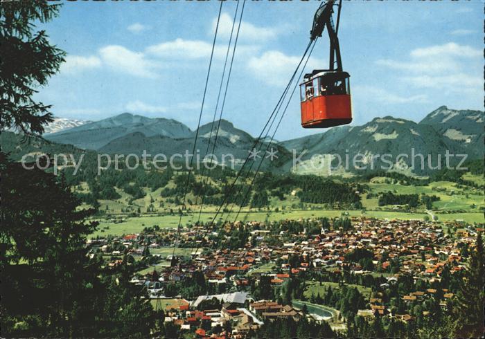 Oberstdorf Panorama mit Bergbahn zum Nebelhorn