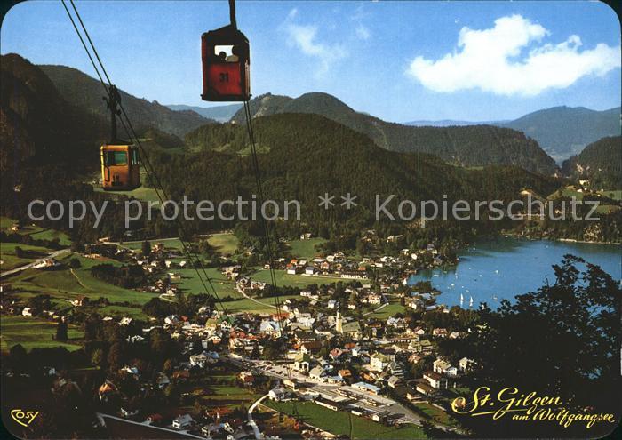 St Gilgen Salzkammergut Panorama mit Alpen Gondelbahn zum Zwoelferhorn