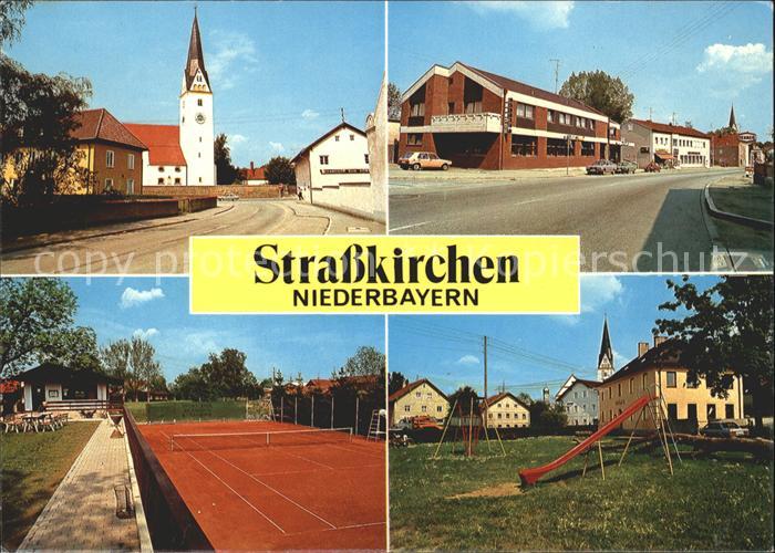 Strasskirchen Donau Ortsstrasse Kirche Kinderspielplatz Tennis