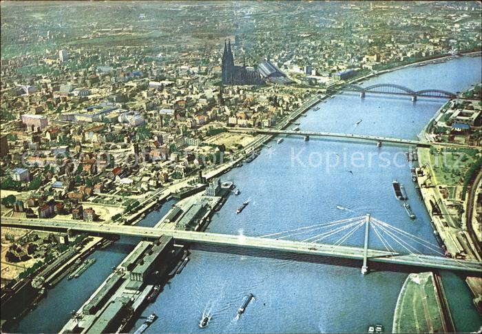 Koeln Rhein Fliegeraufnahme Severinsbruecke Deutzerbruecke Hohenzollernbruecke