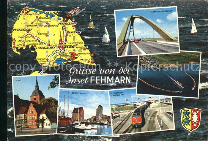 Fehmarn Inselkarte Burgstaaken Sundbruecke Muehle Burg Hafen Puttgarden Bahn