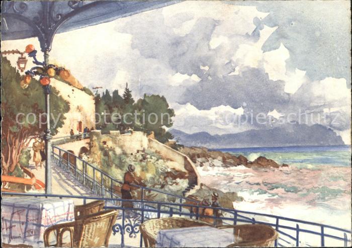 Nervi Kuenstlerkarte Passegiata a Mare