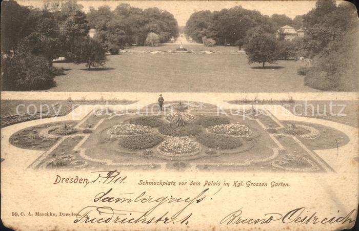 DRESDEN Elbe Schmuckplatz vor dem Palais im Kgl Grossen Garten