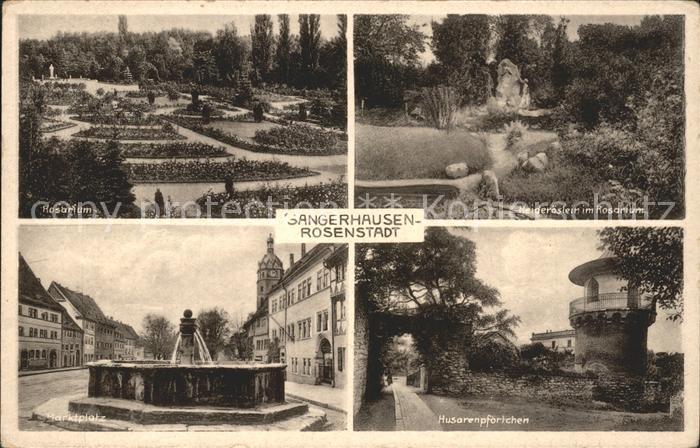 Sangerhausen Suedharz Rosenstadt Rosarium Husorenpfoertchen Marktplatz Bahnpost