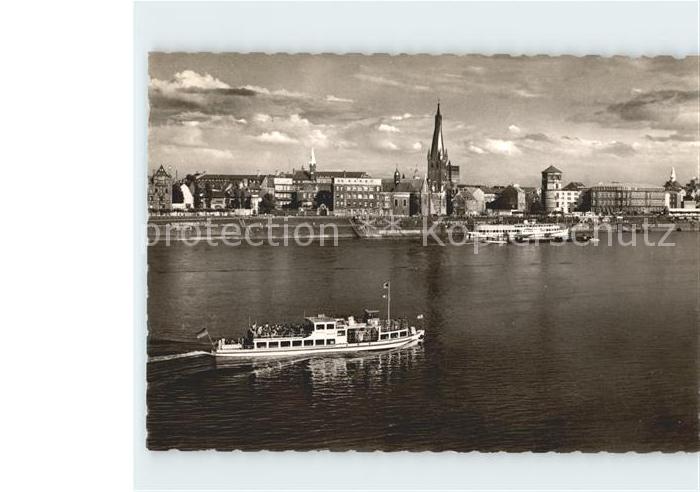 DuessELDORF  CITY Rheinpartie Schiff Kirche