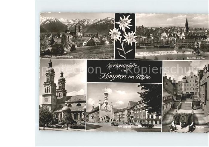 Kempten Allgaeu Iller Freitreppe Rathausplatz St Lorenz Kirche