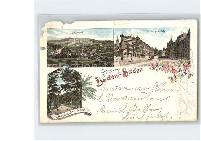 BADEN-BADEN BW Leopoldsplatz Lichtenthaler Allee Bahnpost