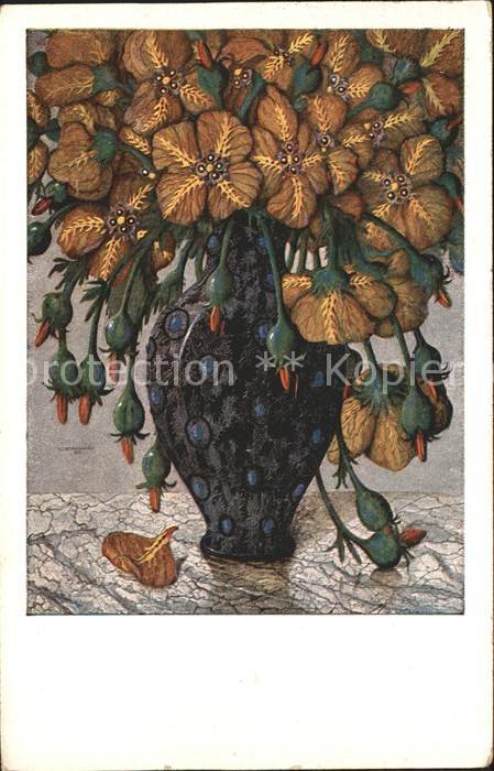 Kuenstlerkarte Carl Strathmann Riesenblumen Vase