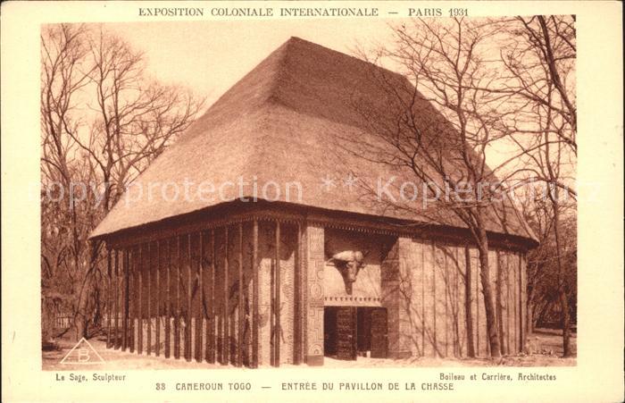 Exposition Coloniale Paris 1931 Cameroun Togo Pavillon de la Chasse