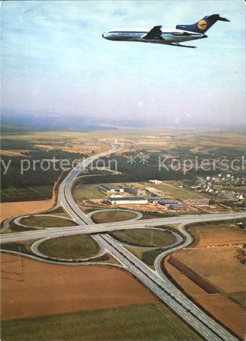 Lufthansa Flughafen Koeln-Bonn Autobahnkreuz Fliegeraufnahme