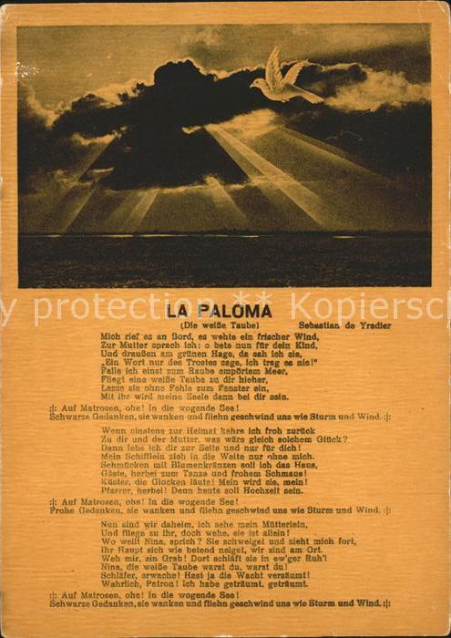 Liederkarte La Paloma Die weisse Taube