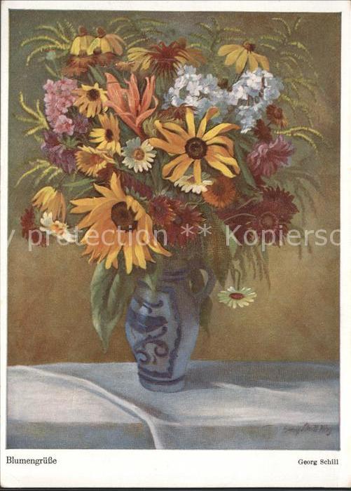 Kuenstlerkarte Georg Schill Blumengruesse