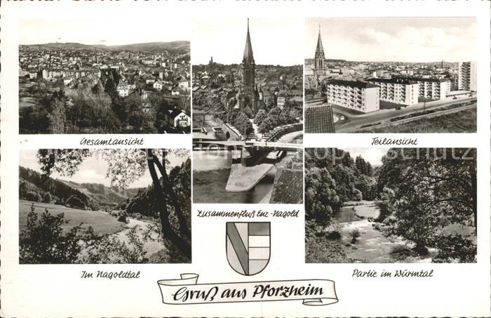 Pforzheim Gesamtansicht Teilansicht Zusammenfluss Enz Nagold Wuermtal