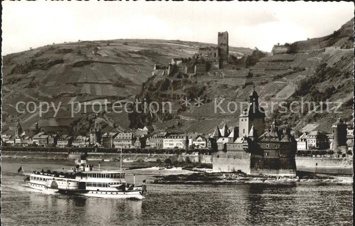 Kaub mit Pfalz und Ruine Gutenfels Passagierschiff