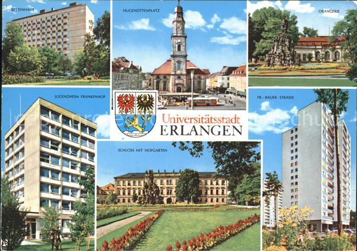ERLANGEN Bayern Bettenhaus Hugenottenplatz Orangerie Jugenheim Schloss mit Hofga