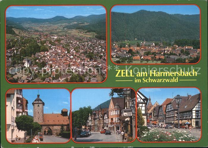 Zell Harmersbach Panorama Ortsblick Strassenpartien Stadtturm