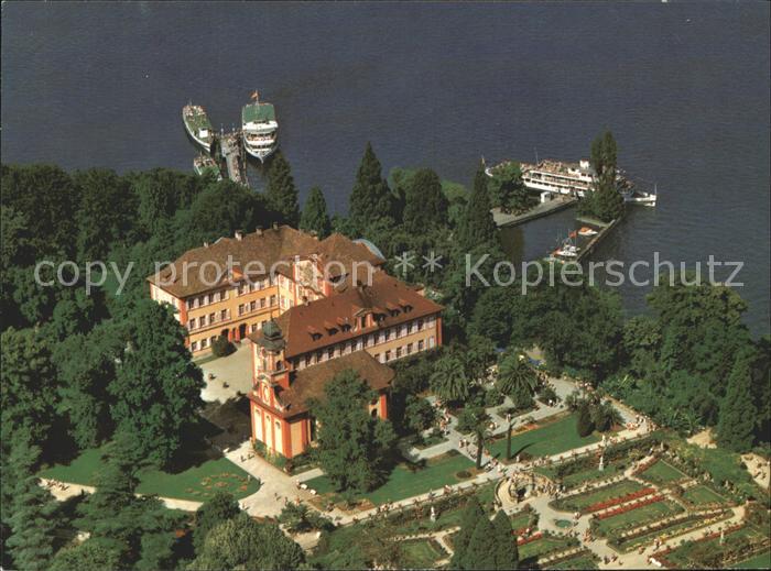 Insel Mainau im Bodensee Schloss Kirche Rosengarten Fliegeraufnahme