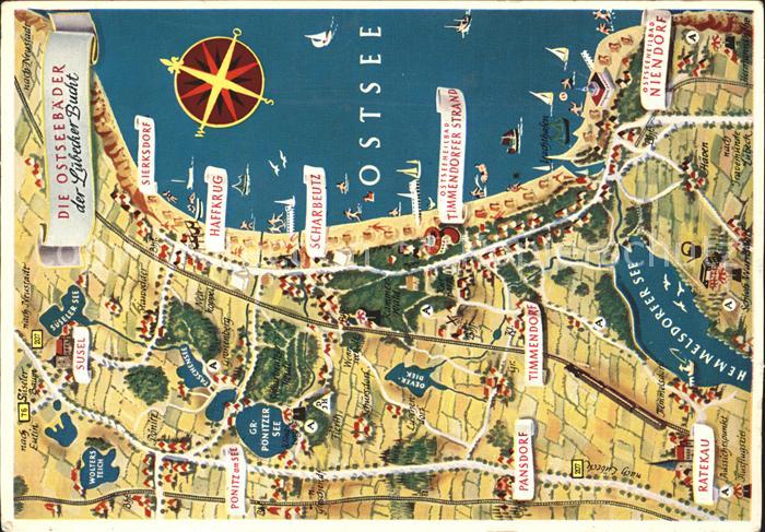 LueBECK  CITY Ostseebaeder der Luebecker Bucht Gebietskarte