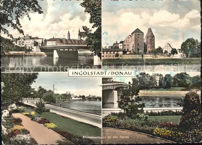 INGOLSTADT  CITY Donaubruecke Schloss Blumenanlagen an der Donau