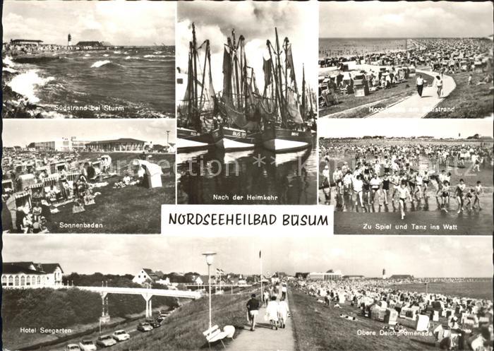 Buesum Nordseebad Suedstrand Sonnenbaden Spiel und Tanz Hotel Seegarten Deichpro