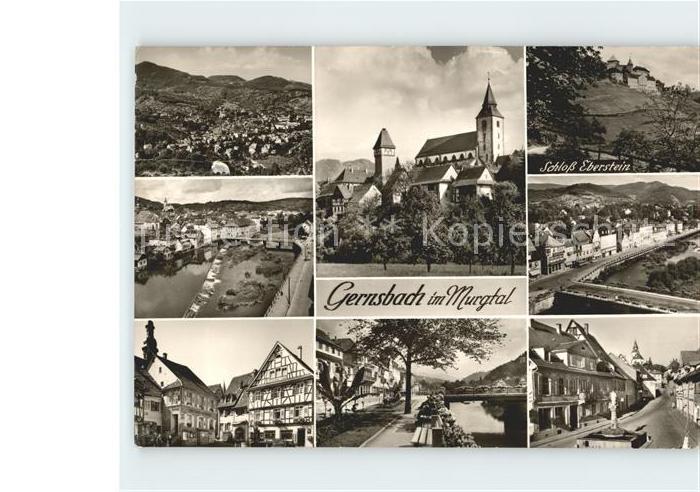 Gernsbach Panorama Kirche Schloss Eberstein Teilansichten