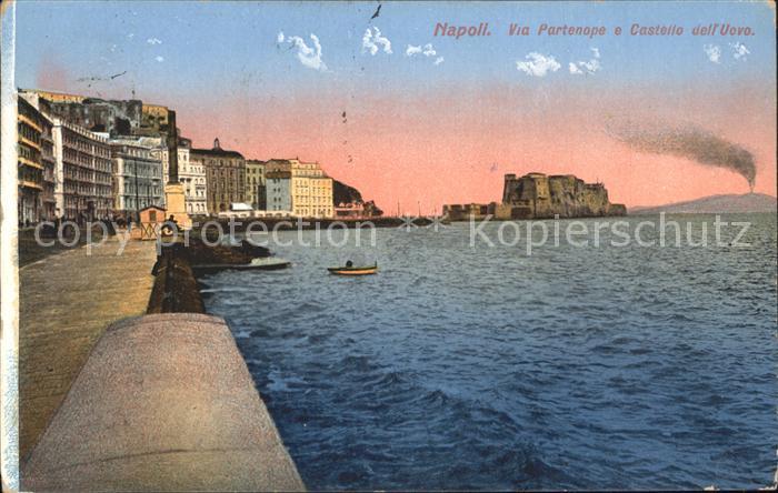 Napoli Neapel Via Partenope e Castello dell Uovo