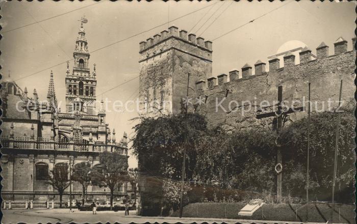 Sevilla Andalucia Murallas de los Reales Alcazares y la Giralda