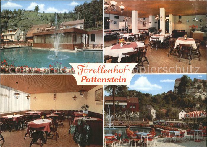 Pottenstein Oberfranken Forellenhof Cafe Restaurant Swimmingpool Gastraeume