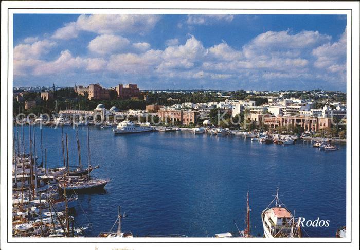 Rhodos Rhodes aegaeis Hafenpartie Panorama