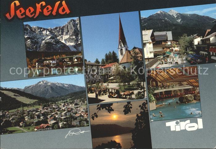 Seefeld Tirol Panorama Kirche Dorfpartie Hallenbad Sonnenuntergang