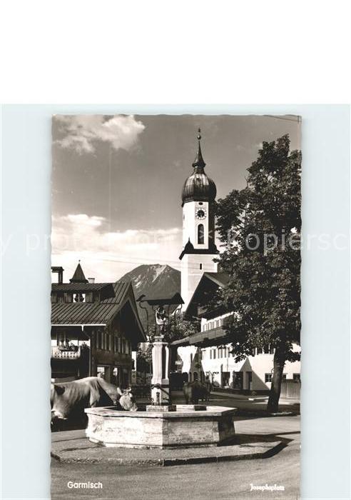GARMISCH-PARTENKIRCHEN Bayern Josefsplatz Brunnen Kirche