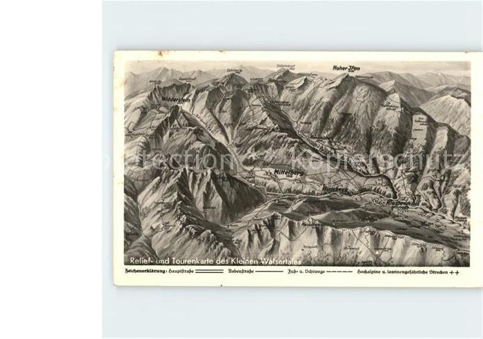 Kleinwalsertal Relief und Tourenkarte