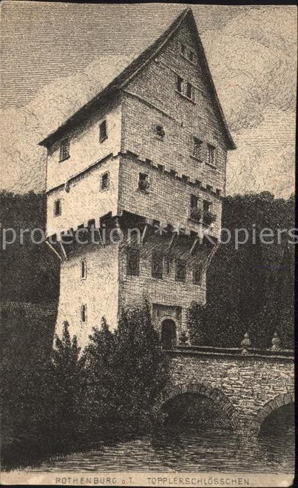 Rothenburg Tauber Topplerschloesschen Zeichnung Kuenstlerkarte