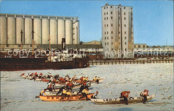 Quebec Carnaval Canue race on St Lawrence River