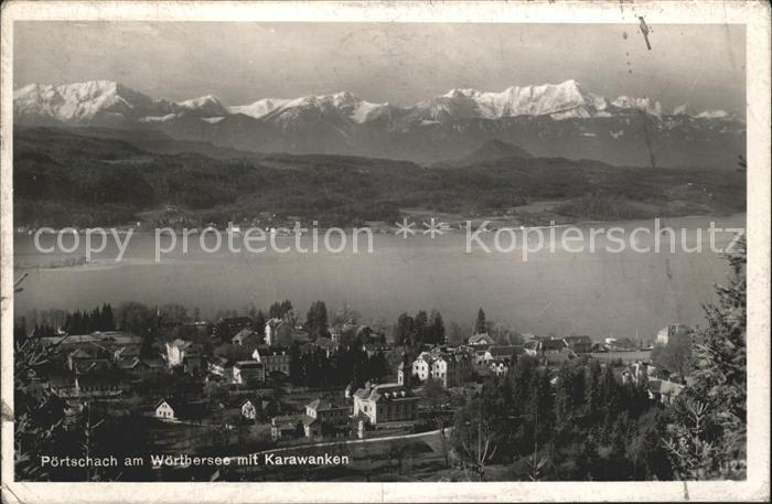 Poertschach Woerthersee Panorama mit Karawanken