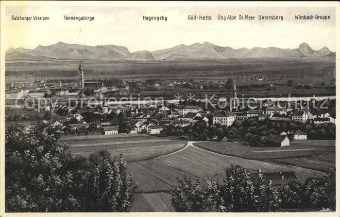 Simbach Inn Gesamansicht mit Alpenpanorama