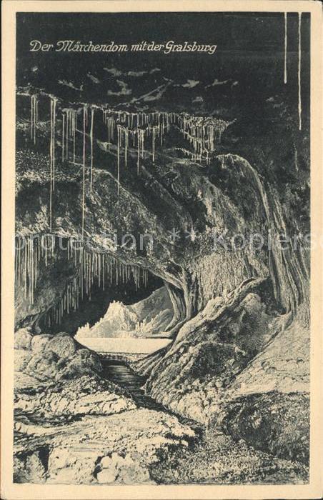 Saalfeld Saale Feengrotten Maerchendom mit der Gralsburg Tropfstein