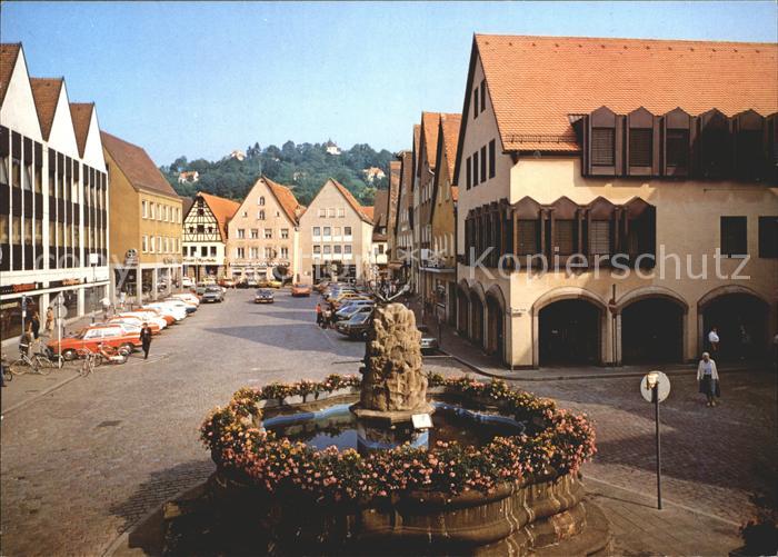 Hersbruck Bayern Hindenburg Platz mit Michelberg Brunnen