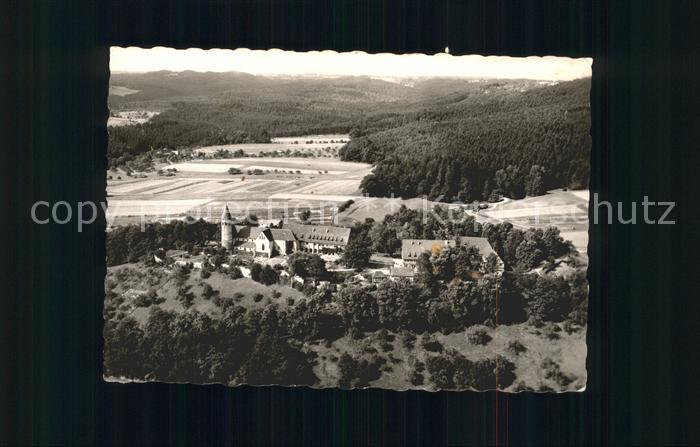 Lorch Wuerttemberg Blick zum Hohenstaufenkloster Wald Cafe Muckensee Fliegeraufn