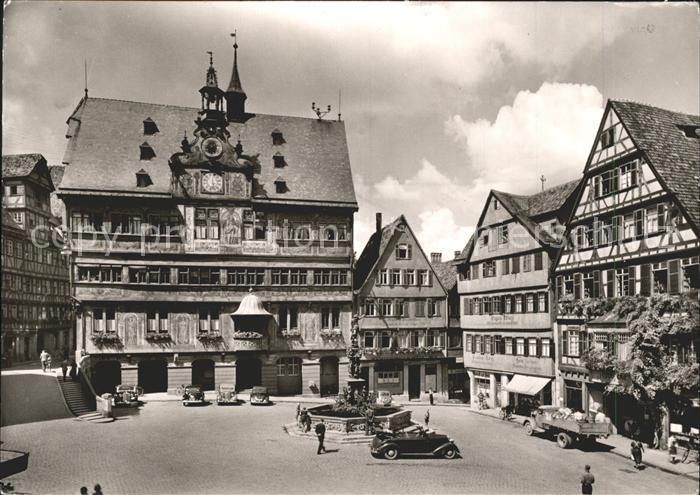 TueBINGEN BW Marktplatz mit Rathaus Brunnen Universitaetsstadt