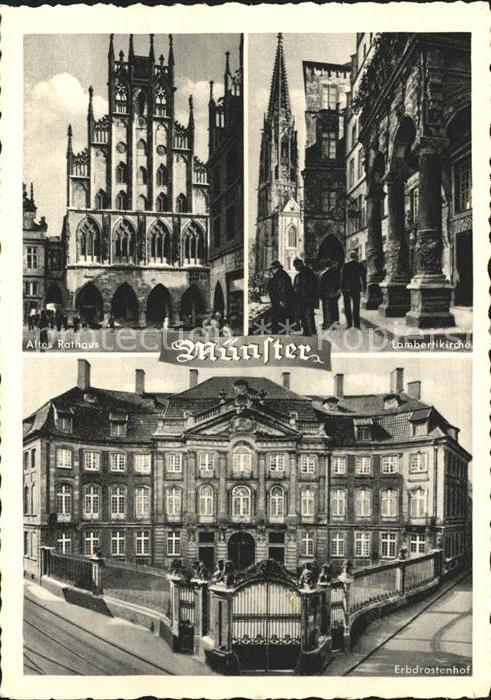 Muenster Westfalen Rathaus Giebel Lambertikirche Erbdrostenhof