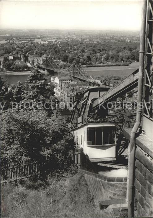 DRESDEN Elbe Blick von der Loschwitzerhoehe Bergbahn Bruecke