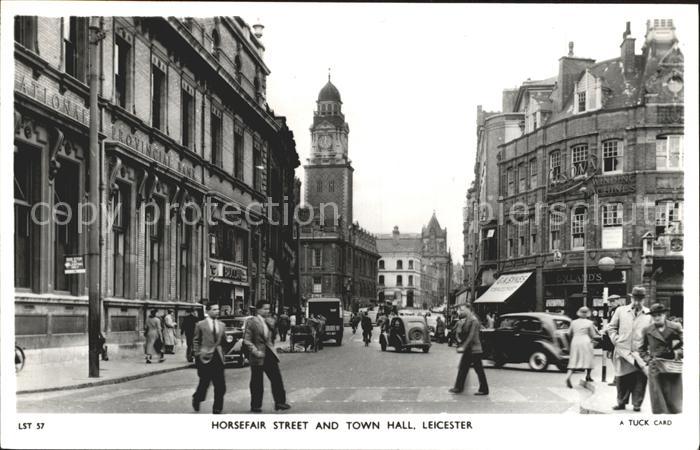 Leicester United Kingdom Horsefair Street and Town Hall Tuck's Post Card