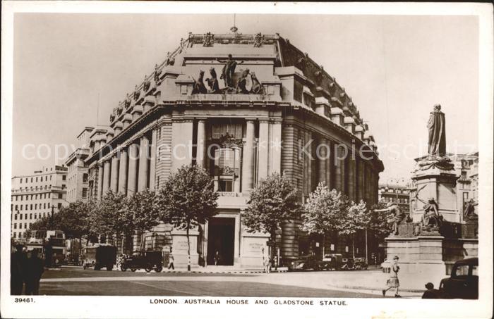 London Australia House and Gladstone Statue